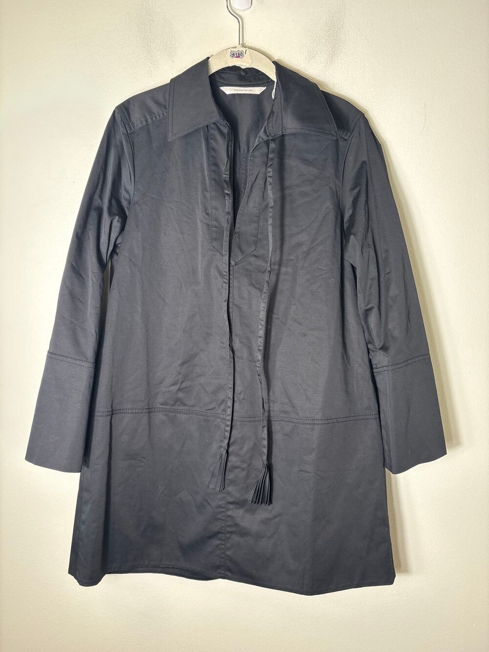 NWT Rebecca Taylor Black "Heavy Cotton shirt Dress" Sz S